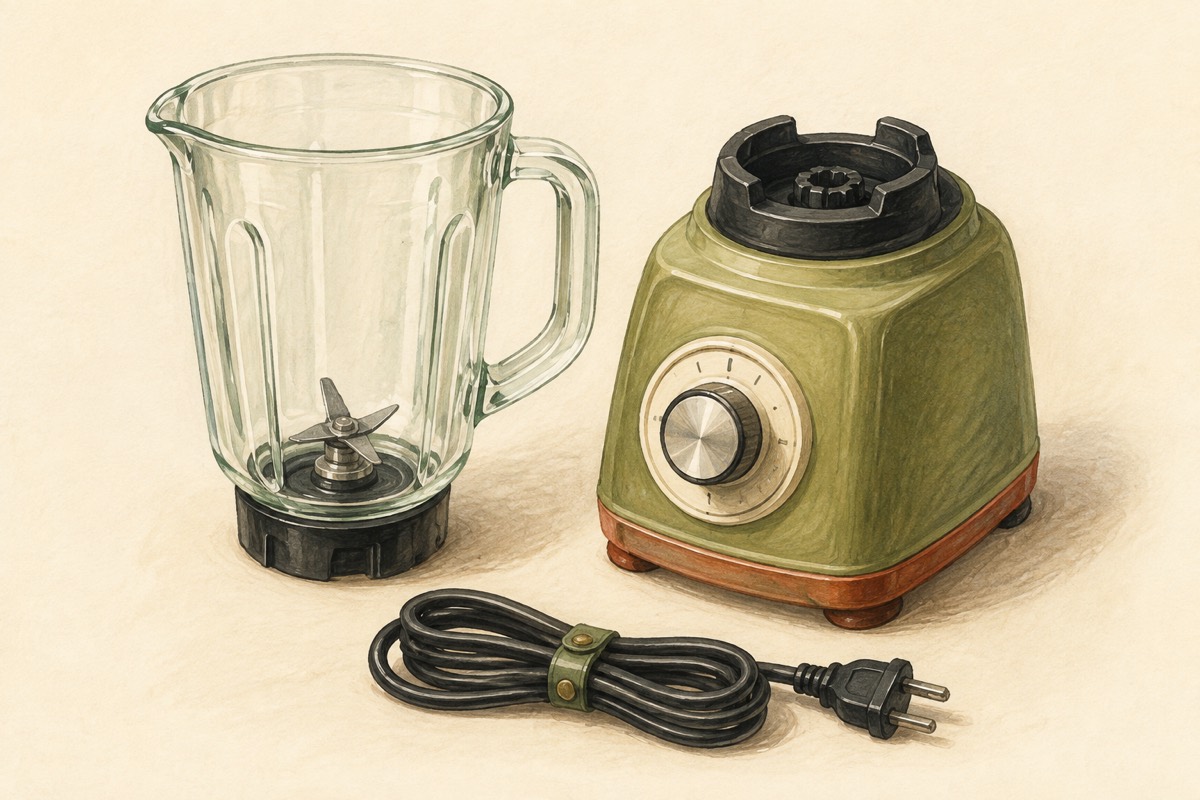 Illustration: A blender jar separated from its unplugged base