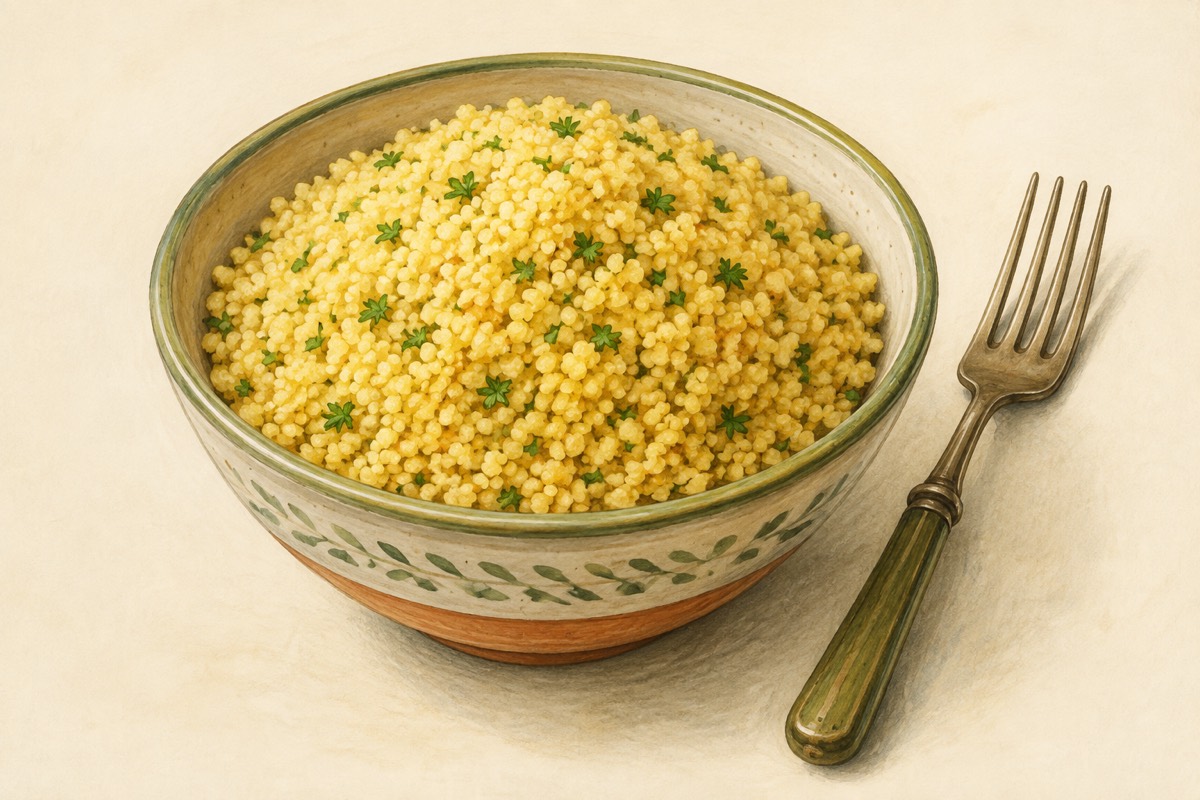 Illustration: Small couscous grains in a bowl