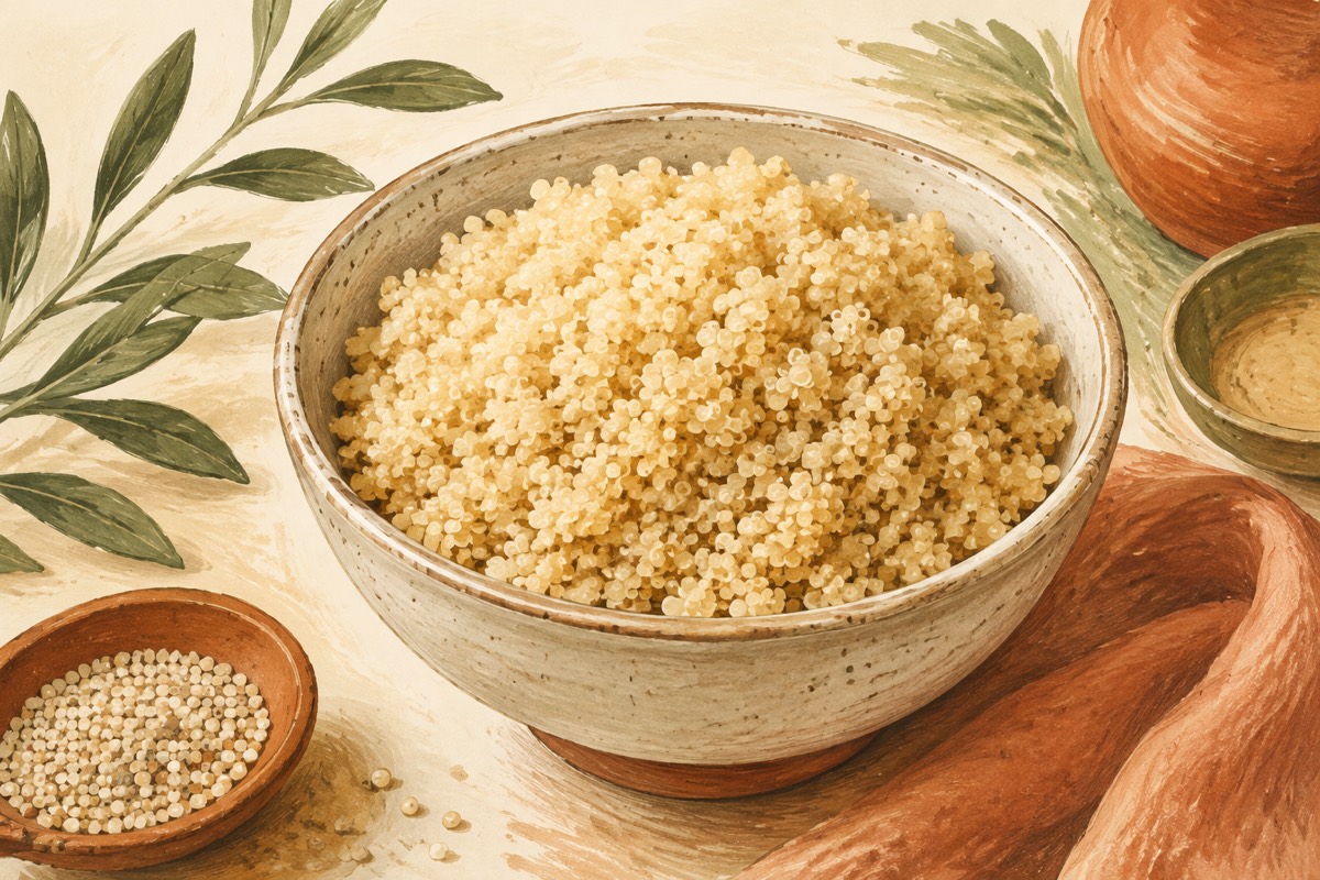 Illustration: Cooked quinoa with curled grains