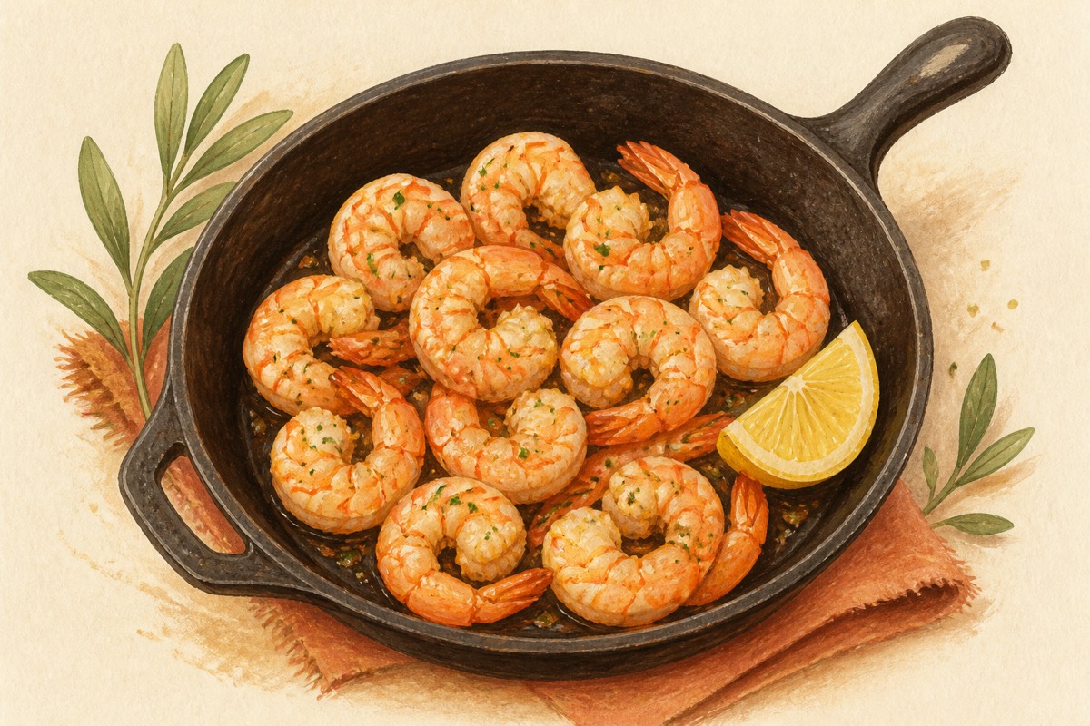 Illustration: Opaque cooked shrimp with lemon