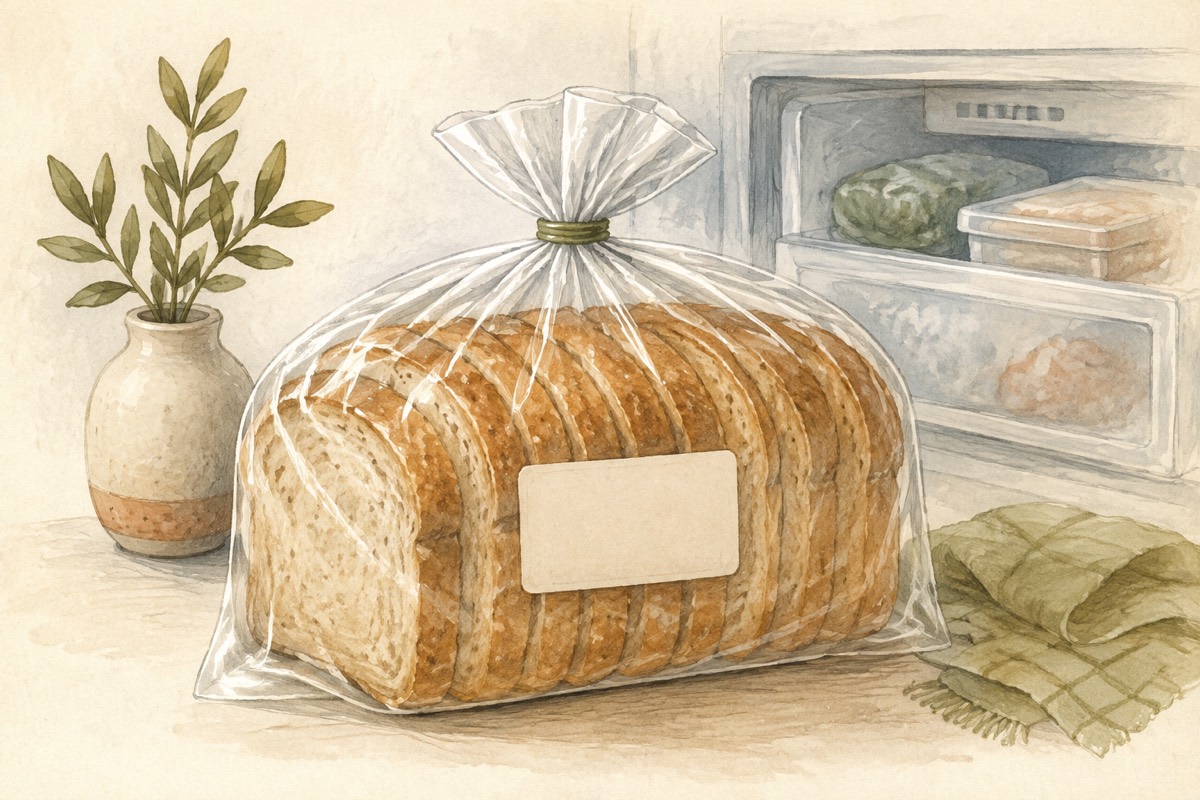 Illustration: Sliced bread in a closed freezer bag
